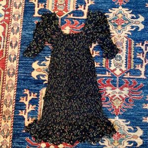 Floral Ruched Body Con Dress with Balloon Sleeves